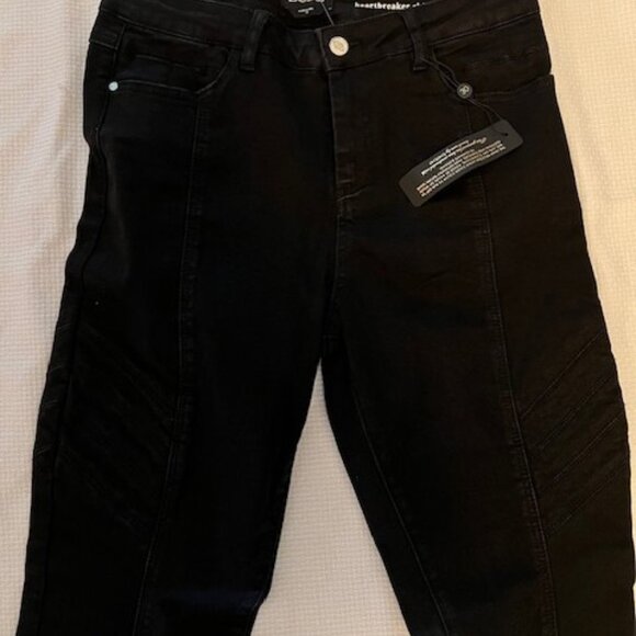 Bebe Heartbreaker Dayne Seamed Skinny Jeans Florence Wash/Black NWT - Picture 2 of 6